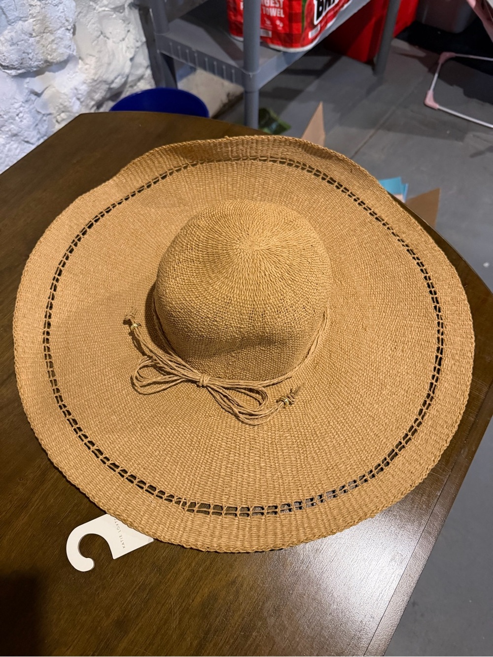 Classic Wide-Brim Straw Sun Hat with Bow Accent - Tan